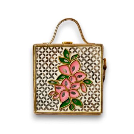 Mini Floral Lippan Art Handcrafted Square Sling Bag